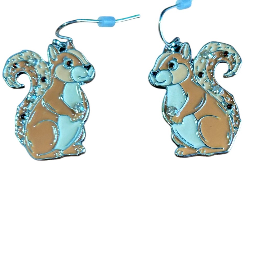 Maurices Tan and White Squirrel Dangle Earrings New